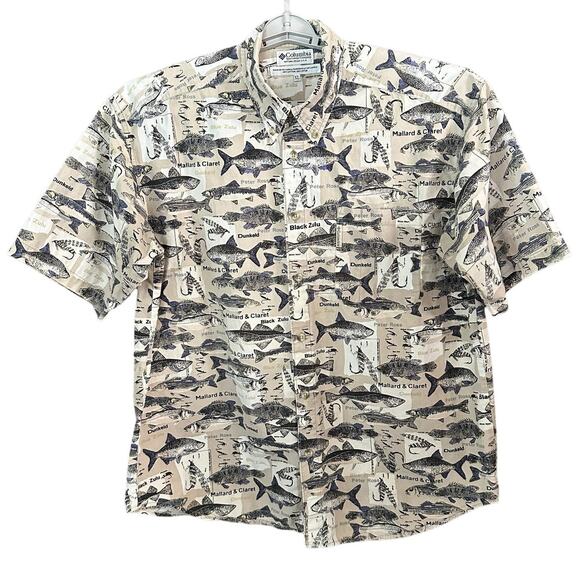 Columbia Other - Columbia Men's Button Up Shirt Casual Fishing Lures Fish Short Sleeves Size XL
